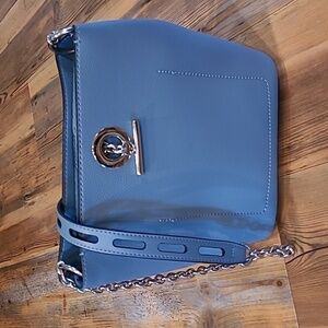 SONDRA ROBERTS Squared Vegan Leather Crossbody/Bucket Bag, Chain Strap